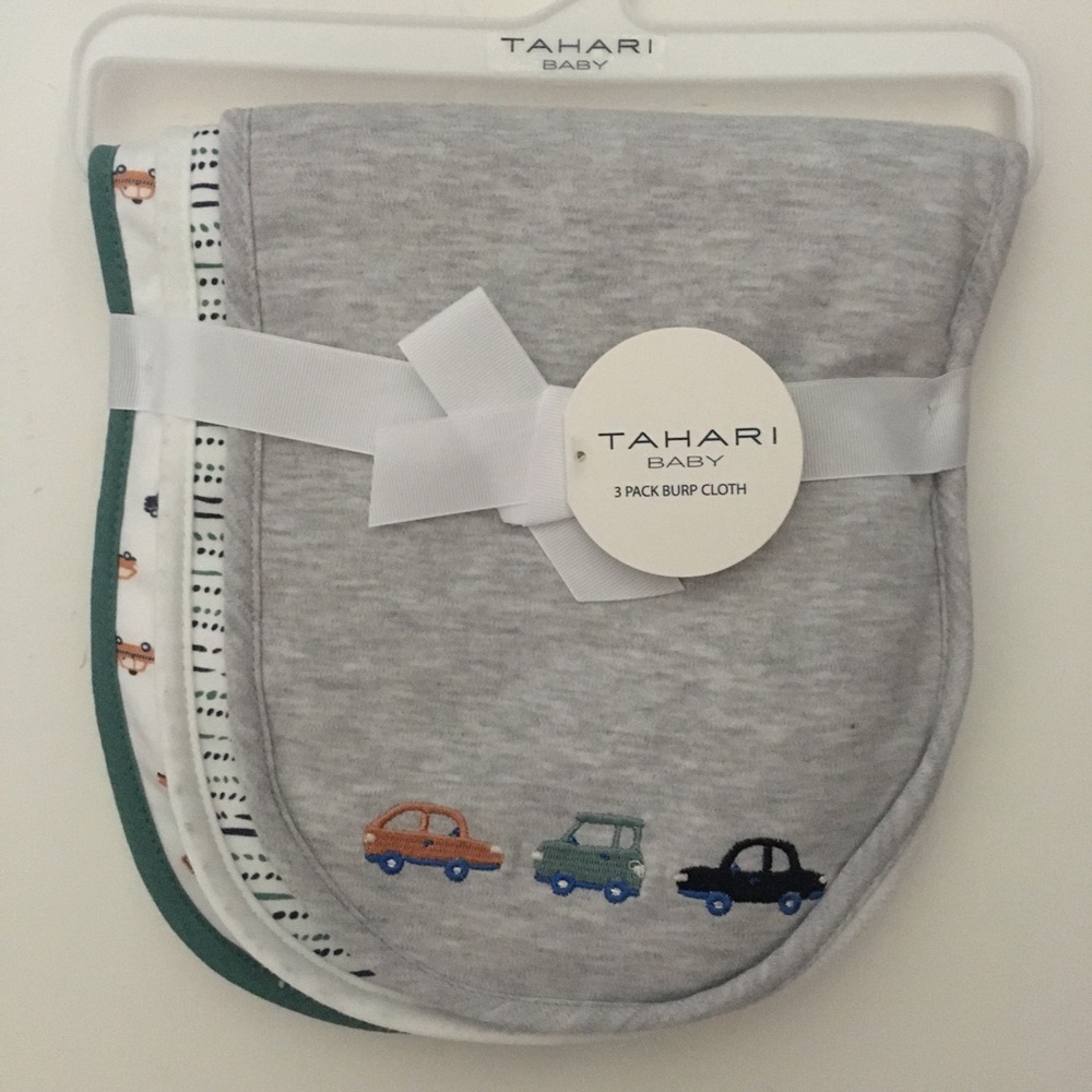 NEW Baby Burp Cloth Set Gray and White | Tahari Baby